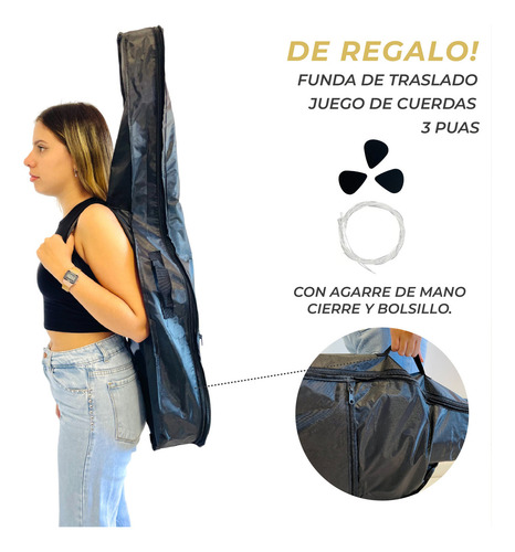 Guitarra Clásica Criolla Mti Diestro 38 Pulgadas Accesorios