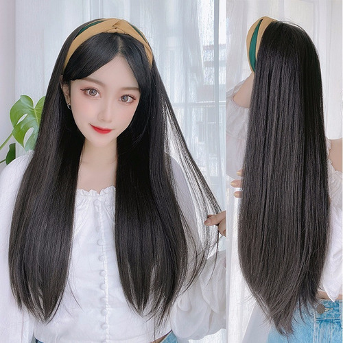 24 Pulgadas De Largo Recto Con Diadema De Pelo Sintético