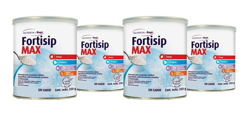 Fortisip Suplemento Alimentario Max Sin Sabor 350g Pack X4un