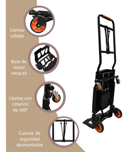 Diablito De Carga Convertible En Carrito Plegable 200kg