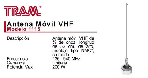 Antena Tram 1/4 De Onda Vhf Uhf Multibanda