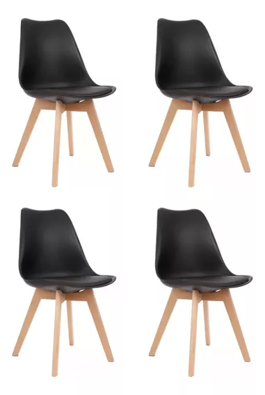 Sillas Tulip Eames Con Almohadon Set X4 Gardenlife Cantidad de sillas por set 4 Color de la estructura de la silla Negro