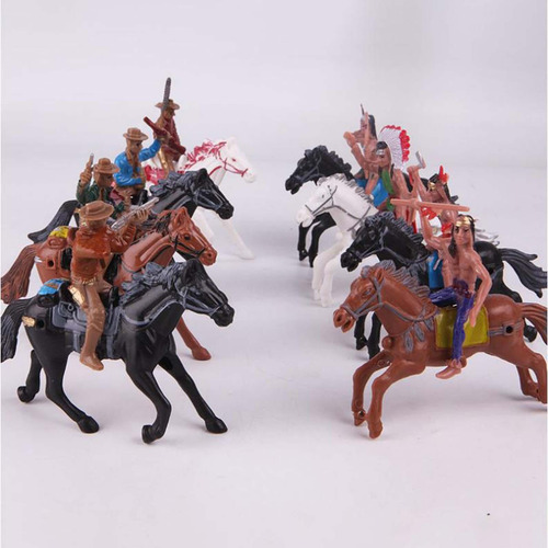 Paquete De 8 Figuras De Vaquero Del Con Caballo Para Niños