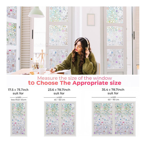 Sunbaby Rainbow Window Film Privacidad: Película Adhesiva 3d