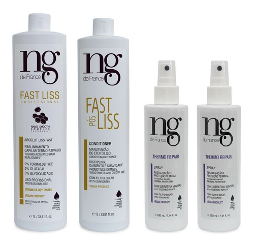 Ng De France Fast Liss + 2 Un. Spray Thermo + Cond. Pós 1l