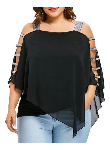 E Mujeres Tops Blusa Sexy Moda Plus Talla Ladder Cut O [u]