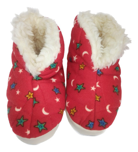 Pantuflas Brilla Oscuridad Rojas Estrellas Plant 17 Cms/t26