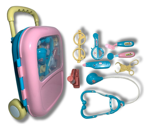 Kit Médico Maleta Com Rodinha Brinquedo Enfermeira Infantil