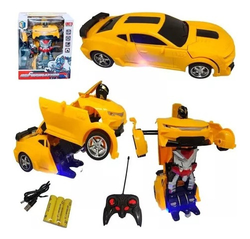 Jugue Carro Control Amarillo Robot Sonido Luces Transformers