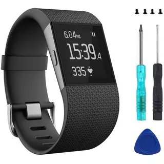 Malla De Silicona Deportiva Para Fitbit Surge Negra Large