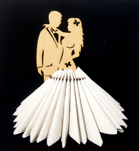 Servilleteros Para Bodas Con Forma De Novios 6pz De Mdf M3 Novios Vestido