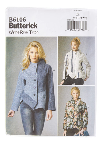 Mccall 's Patterns Butterick B6106 Chaqueta Mujer Talla Zz