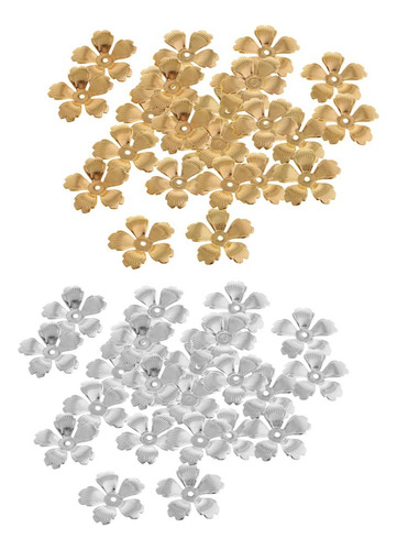 Granos De Flor De Filigrana De Metal Dorado De 30 Piezas.