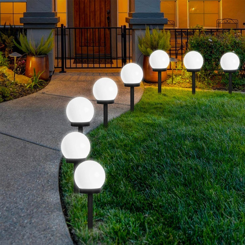4 Luces Solares Jardín Led, Lámpara De Camino Patio Esférico