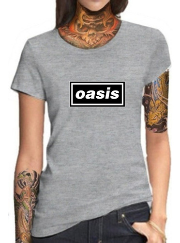 Remera Mujer Gris Sublimada Personalizada Oasis 