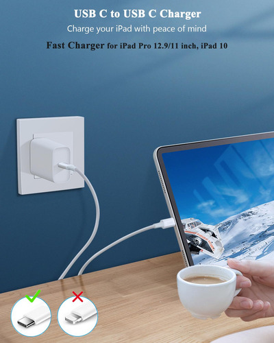 Cargador Rápido Apple iPad Pro Y Cable Usb C 10 Pies Mmg