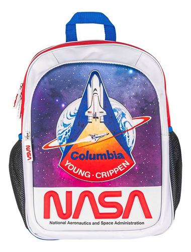 Mochila Escolar Infantil Nasa Edición Cohete Termoformado 3d Color Blanco