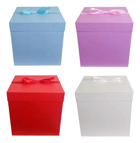 Pack 12 Cajas De Regalo Desayuno Colores Lisos 22x22cm