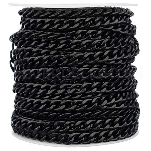 Cadena De Bordillo Granel 6x8mm, 50 Pies, Color Negro O...