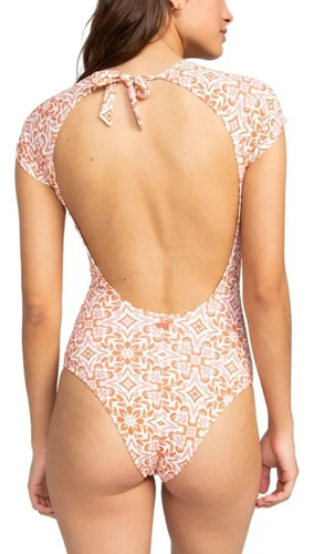 Traje De Baño Playa Roxy Fresco Tile Cs Onesie Blanco Mujer