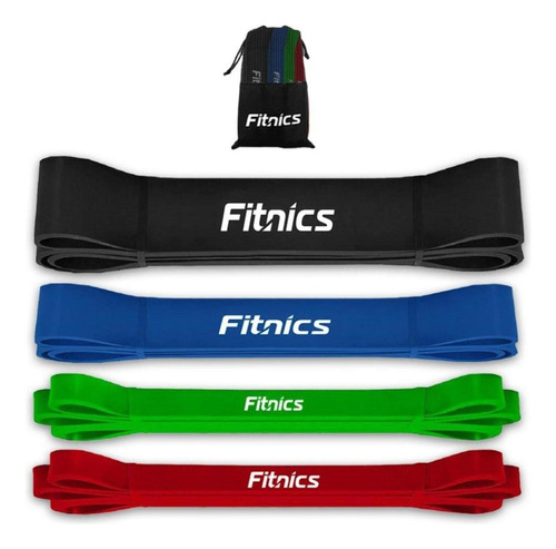 Bandas Elasticas Resistencia Poder Fitnics Set 4 Latex+bolsa