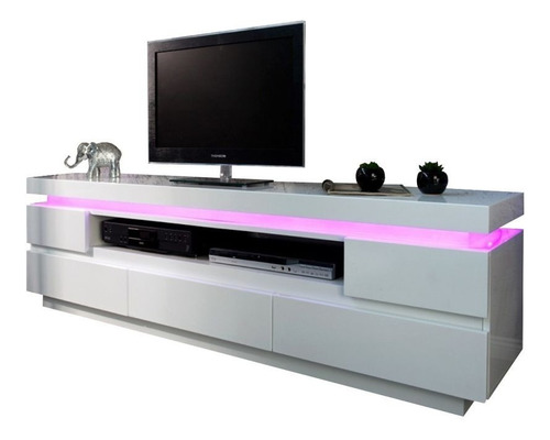 Imagen 7 de 9 de Muebles Para Tv Luz Led En Madera Lacada Ref Ocean