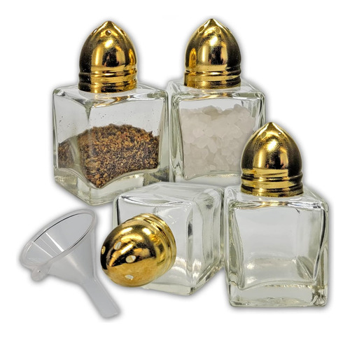 - Juego De 4 Minicubos De Vidrio Transparente Tapas Dor...