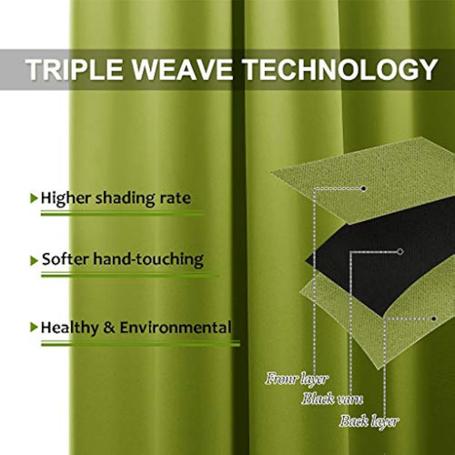 Cortinas Opacas Con Aislamiento Termico Ojales Verde Fresco