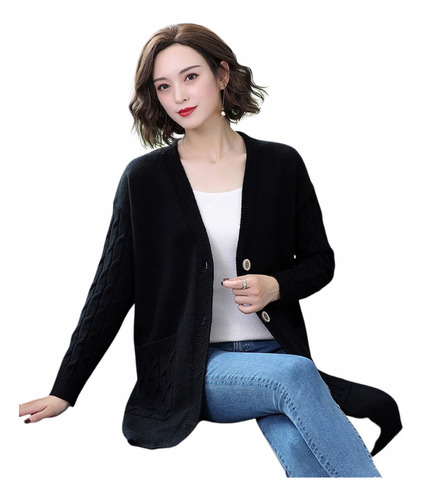 Saco Cardigan De Punto Con Botones Dama Plus Size