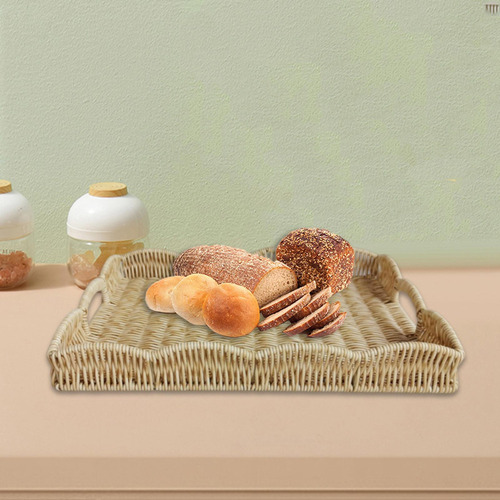 Cesta De Armazenamento Tecida À Mão, Bandeja De