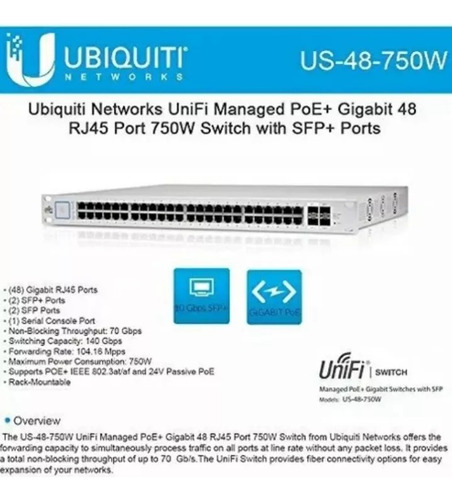 Switch Ubiquiti 48 Administrable 10,100,1000 Us-48 