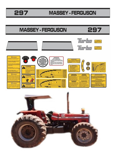 Kit Adesivos Trator Massey Ferguson 297 Turbo Ca-05472