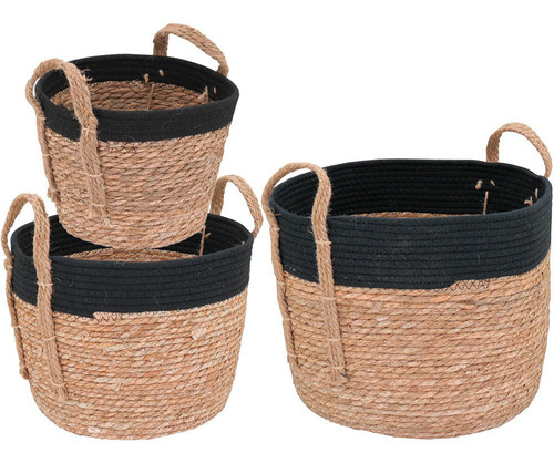 Conjunto Com 3 Cestas Kigali Fibra Natural Design Elegante