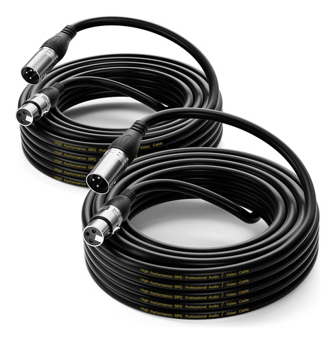 Pack De Cables Xlr Ebxya Negro 10,6m C/u, 2 Pcs