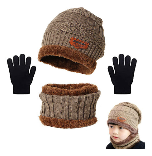 Juego De Gorro Y Bufanda De Invierno #3pcs For Niños De 5 A