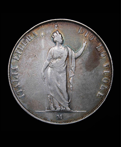 Moneda 1848 Italian States. Lombardy 5 Lire Plata .900