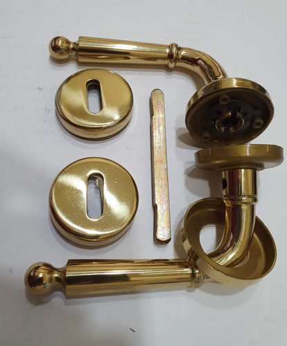Imagen 5 de 5 de Manija Picaporte Doble Bronce Pulido De La Abuela Sidañez