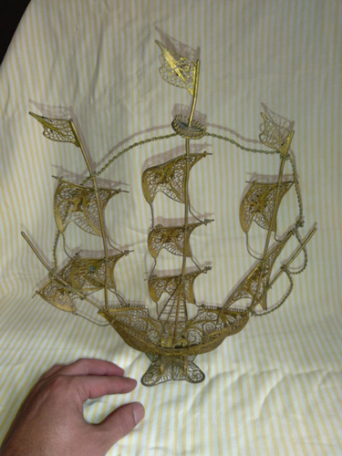 Barco Fragata Caravela Escultura Antiga Ferro De Portugal (Usado)