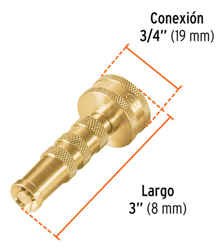 Chiflón 3in De Latón Maquinado Para Manguera Truper