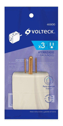Imagen 2 de 2 de Multicontacto Triple Aterrizado T. Cubo Voltech 46800
