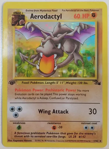 1999 Pokemon Fossil AERODACTYL #1 1ST EDITION HOLO RARE - CGC 6.5