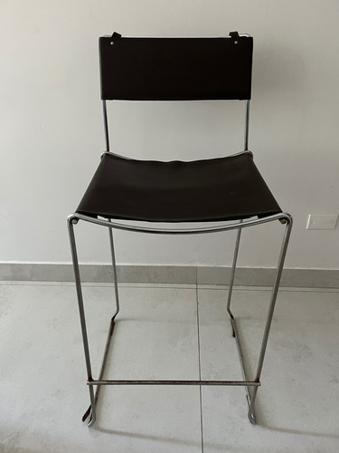 Banqueta Vivendi Cuero Cromado Plateado