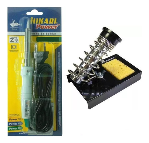 Kit Ferro Soldar Power Hikari + Suporte Hikari C/esponja 