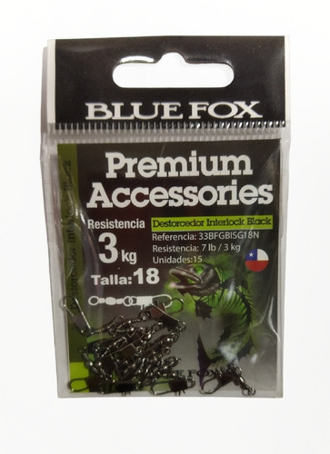 Destorcedor Interlock Black Bluefox Para Pesca. Varios Kilos