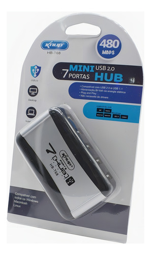 Hub Usb 2.0 Adaptador 7 Portas Pc Notebook 480 Mbps Extensão