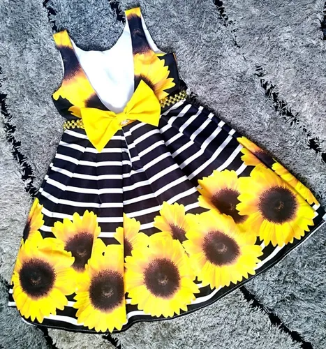 Vestido De Fiesta Para Ni a Con Girasoles Ig
