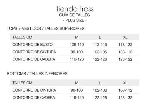 Talles de conjuntos shop