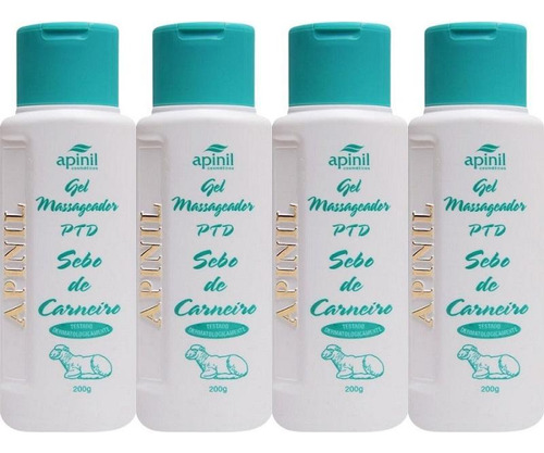 Kit 4 Gel Massageador Ptd Sebo De Carneiro 190g