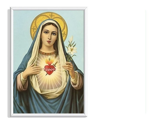 Rdg - Cuadro Virgen Maria Marco Vidrio 30x40 Cms.
