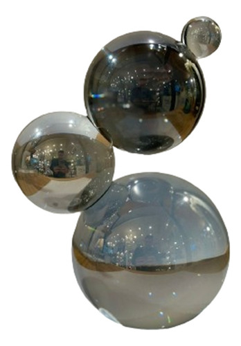 Adorno Esferas Vidrio Escultura Moderno Elegante Atomo